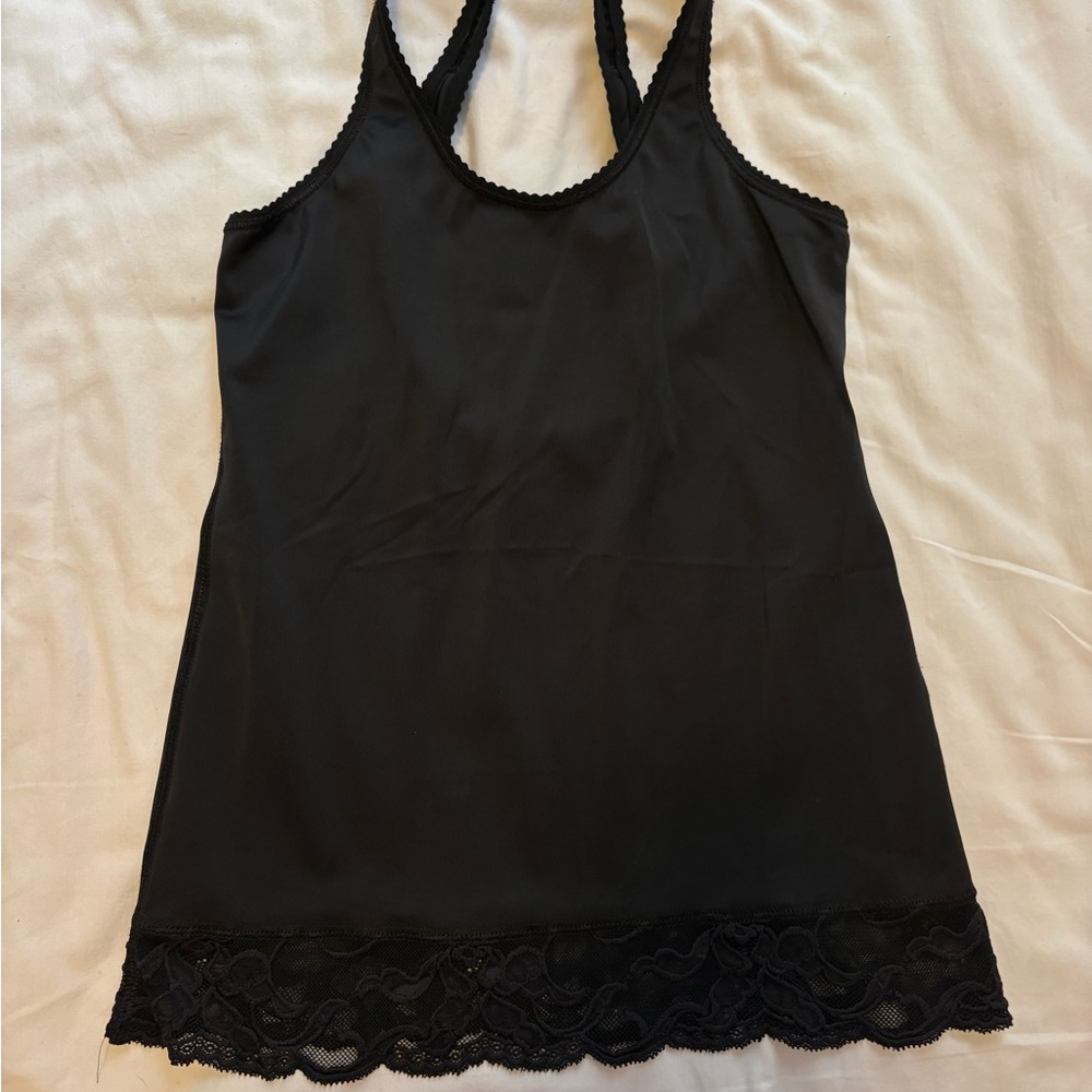 Vintage Sassybax Black Tank with Lace Trim